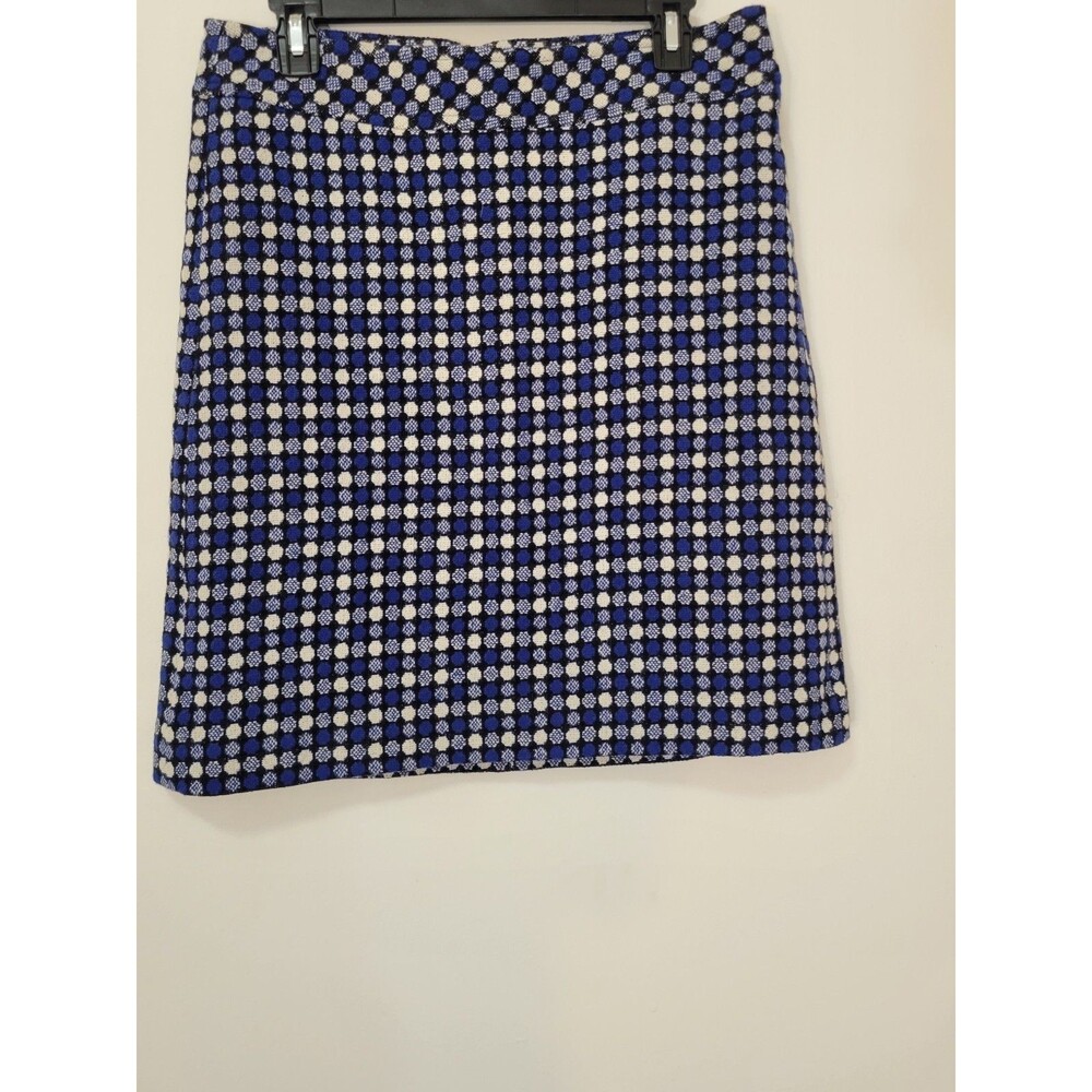 Talbots Skirt Size 8 Wool Blend Blue Polka Dot Tweed A-Line Lined  Zip  $119